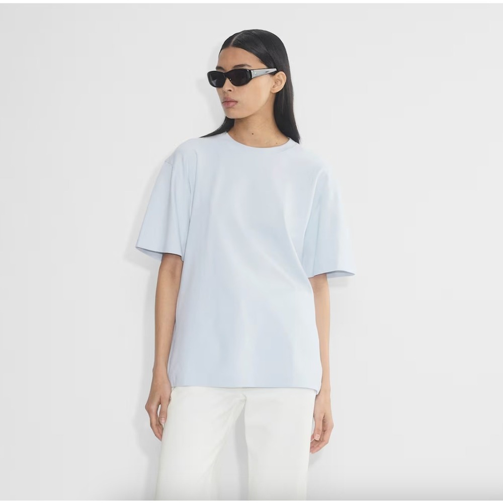 Babaton Aritzia Light Blue InterLock Cotton Pegasus T-Shirt Medium